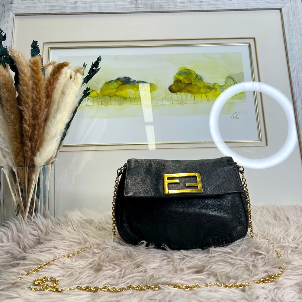Vintage Black Leather Fendi Crossbody